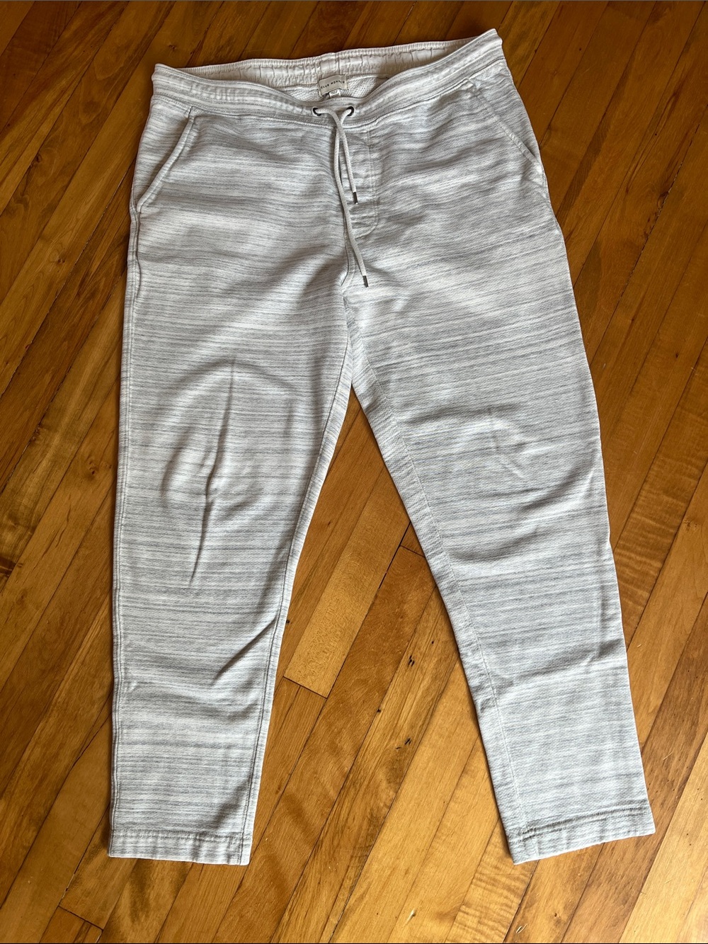 Club Monaco Mens Gray White Striped Cotton Sweatpants Drawstring Large